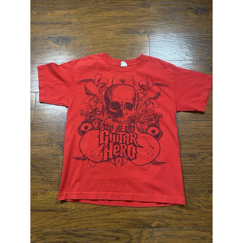 Guitar Hero Kids‎ Red Skull Graphic T-Shirt Alstyle 2008 Video Game Tee